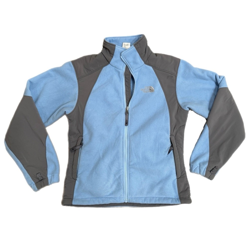 The North Face Denali Hybrid Fleece Jacket Blue Grey Full Zip Womens Small